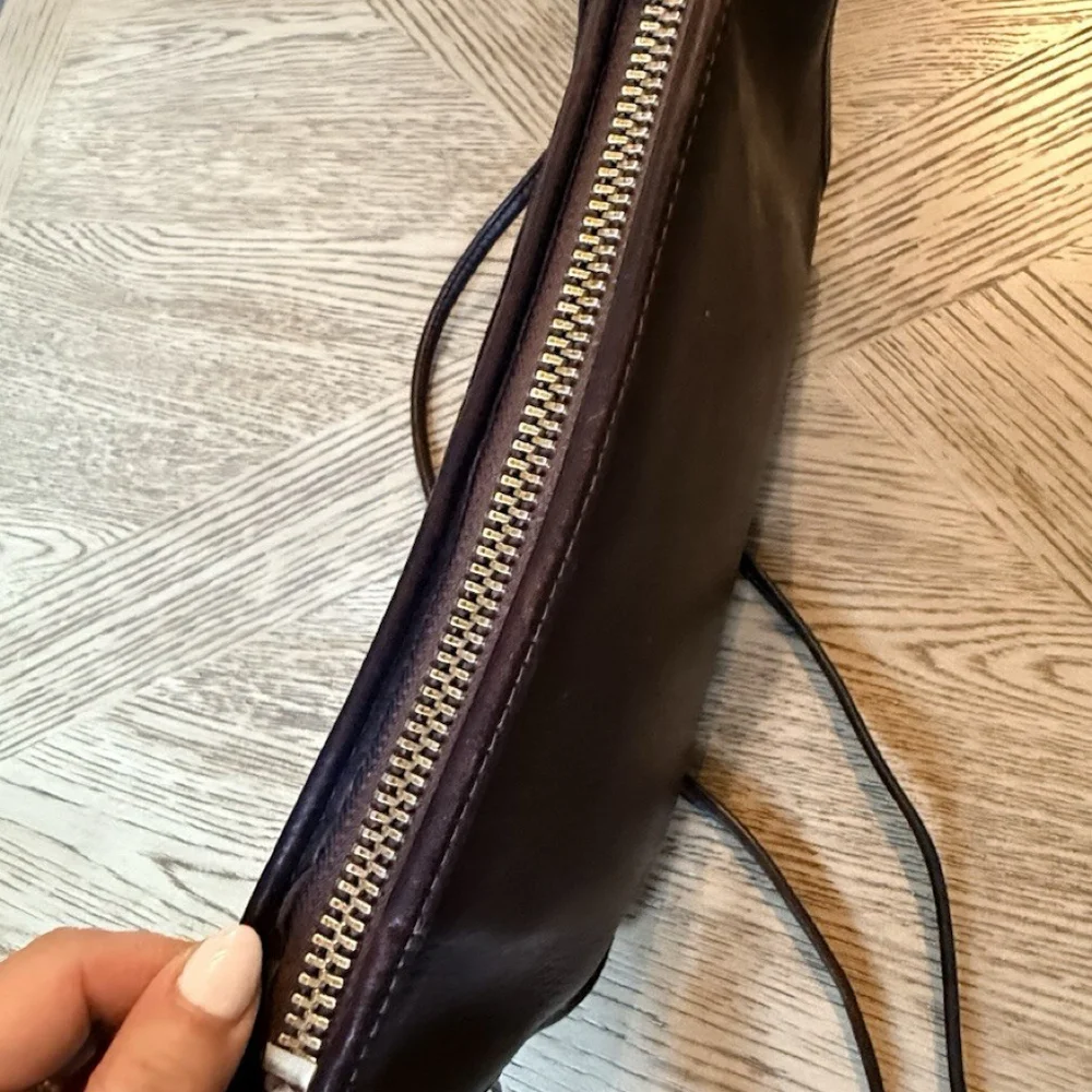 Vintage Leather Shoulder Bag/Clutch/Wristlet Brown